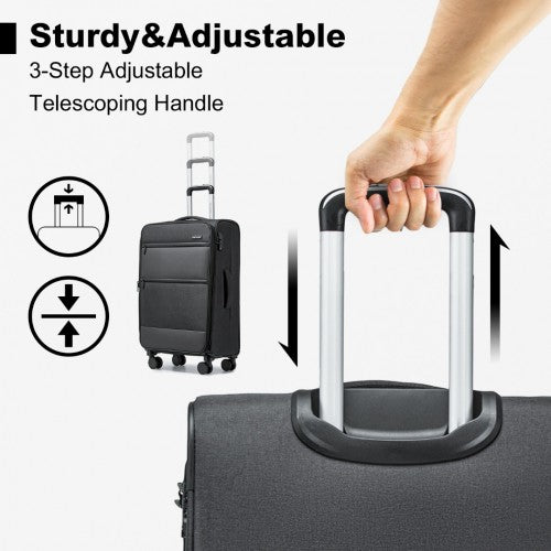 British Traveller 28 Inch Lightweight Soft Shell Expandable Suitcase with TSA Lock - Black