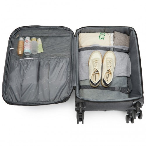 British Traveller 28 Inch Lightweight Soft Shell Expandable Suitcase with TSA Lock - Black