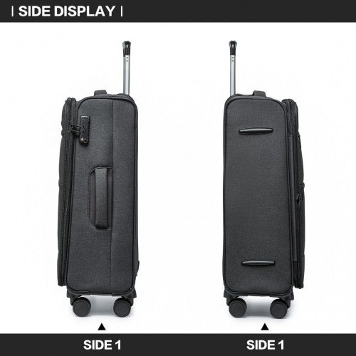British Traveller 28 Inch Lightweight Soft Shell Expandable Suitcase with TSA Lock - Black