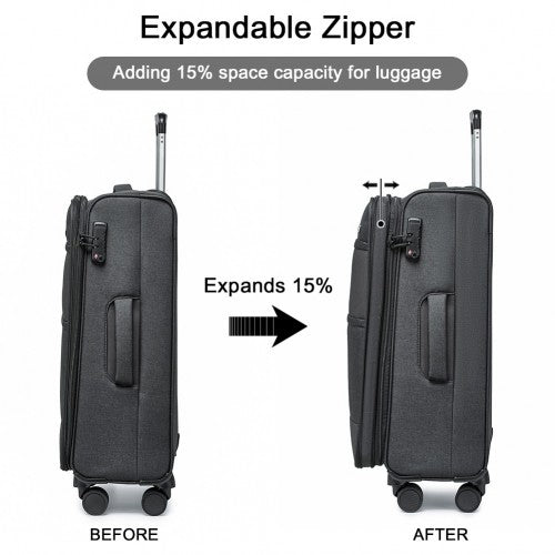 British Traveller 28 Inch Lightweight Soft Shell Expandable Suitcase with TSA Lock - Black
