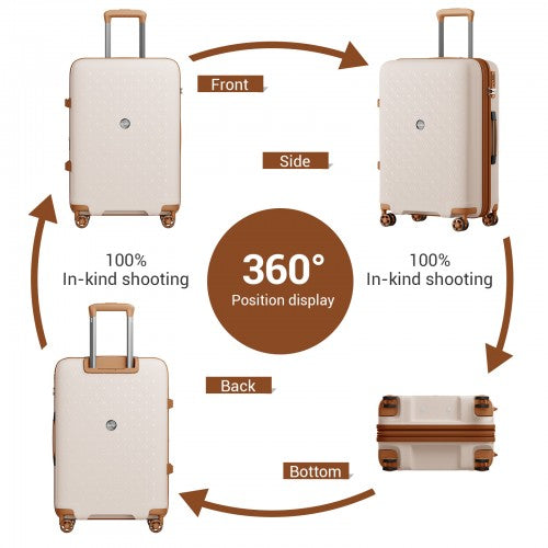 KSK2594 - Kono PP 20/24/28inch Hard Shell Expandable Luggage–Lightweight Suitcase with TSA Lock & Built-in Cup Holder - Beige and Brown | Neil's Luggage Store