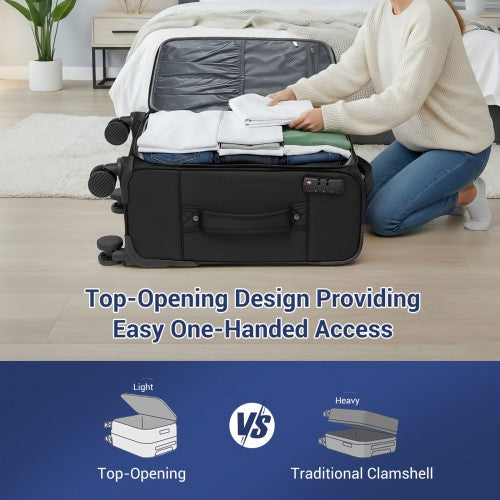 British Traveller 28 Inch Expandable Softshell Suitcase With TSA Lock Black | Neil's Luggage Store
