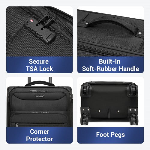 British Traveller 28 Inch Expandable Softshell Suitcase With TSA Lock Black | Neil's Luggage Store
