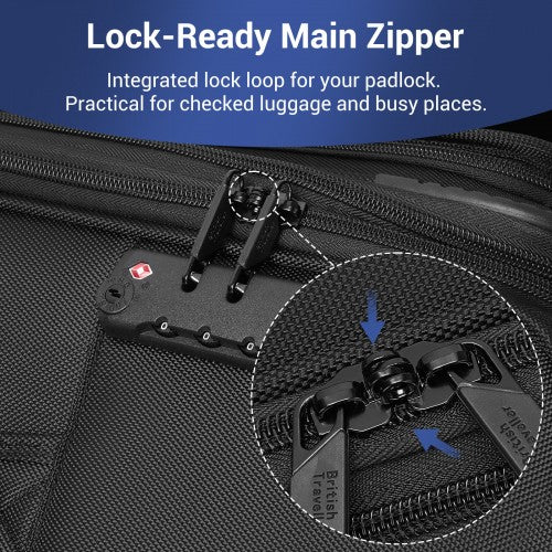 British Traveller 28 Inch Expandable Softshell Suitcase With TSA Lock Black | Neil's Luggage Store