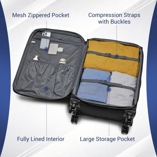 British Traveller 28 Inch Expandable Softshell Suitcase With TSA Lock Black | Neil's Luggage Store