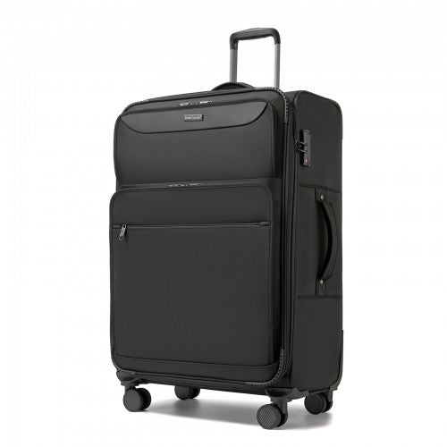 British Traveller 28 Inch Expandable Softshell Suitcase With TSA Lock Black | Neil's Luggage Store