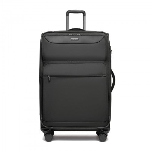 British Traveller 28 Inch Expandable Softshell Suitcase With TSA Lock Black | Neil's Luggage Store