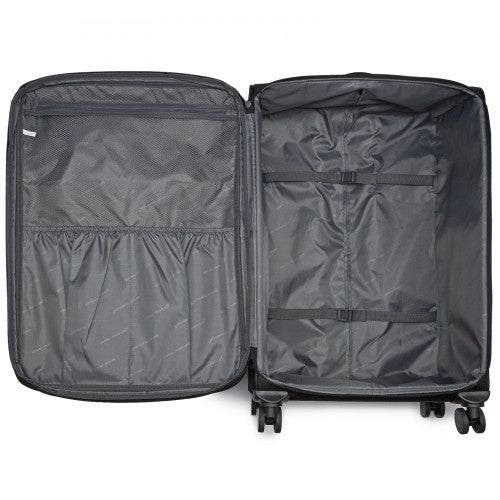 British Traveller 28 Inch Expandable Softshell Suitcase With TSA Lock Black | Neil's Luggage Store