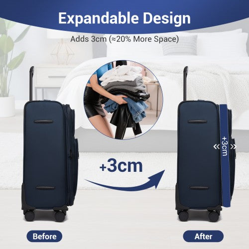 British Traveller 28 Inch Expandable Softshell Suitcase With TSA Lock Navy | Neil's Luggage Store