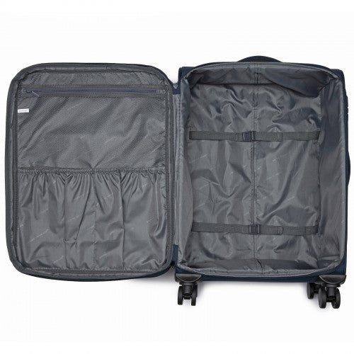 KSB2582 - British Traveller 24-Inch Expandable Softshell Suitcase with TSA Lock, Silent Spinner Wheels & Laptop Compartment - Navy | Neil's Luggage Store