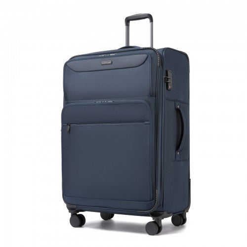 British Traveller 28 Inch Expandable Softshell Suitcase With TSA Lock Navy | Neil's Luggage Store