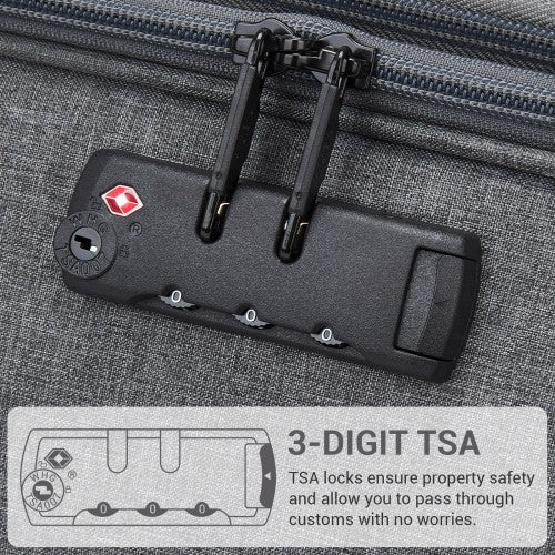 KSB2597 - British Traveller Sleek Tough 28 Inch Travel Soft-Shell Suitcase with Silent TPE Spinners, TSA Security and Expandable Capacity - Grey