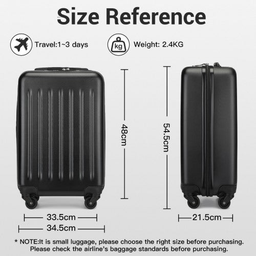 Kono Premium 3-Piece Vertical Textured Hard Shell Luggage Set with 3-Digit Lock & Silent Wheels - Black