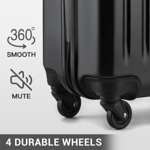 Kono Premium 3-Piece Vertical Textured Hard Shell Luggage Set with 3-Digit Lock & Silent Wheels - Black