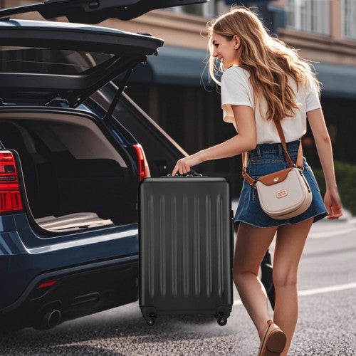 Kono Premium 3-Piece Vertical Textured Hard Shell Luggage Set with 3-Digit Lock & Silent Wheels - Black
