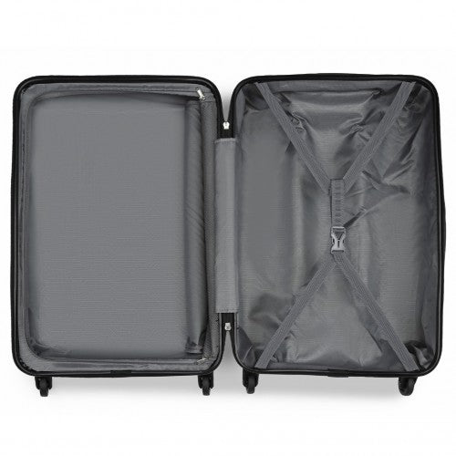 KSK2477 - Kono Durable 28 Inch Expandable ABS+PC Vertical Textured Hard Shell Suitcase with Secure 3-Digit Lock - Grey