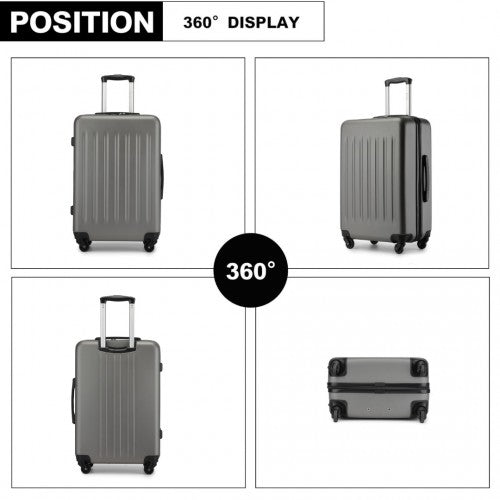 KSK2477 - Kono Durable 28 Inch Expandable ABS+PC Vertical Textured Hard Shell Suitcase with Secure 3-Digit Lock - Grey