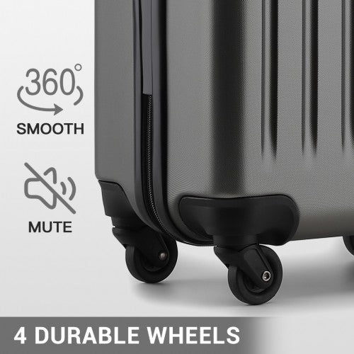 Kono Premium 3-Piece Vertical Textured Hard Shell Luggage Set with 3-Digit Lock & Silent Wheels - Grey