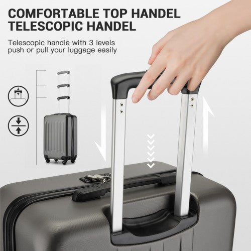 Kono Premium 3-Piece Vertical Textured Hard Shell Luggage Set with 3-Digit Lock & Silent Wheels - Grey