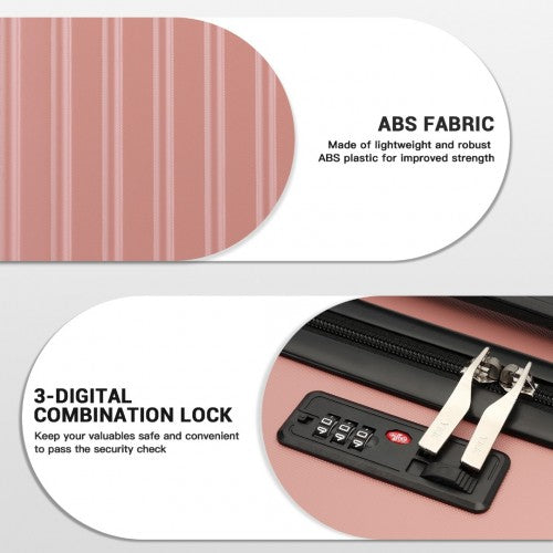 KSK2477 - Kono Durable 24 Inch Lightweight ABS+PC Vertical Textured Check-in Suitcase with Secure 3-Digit Lock - Nude