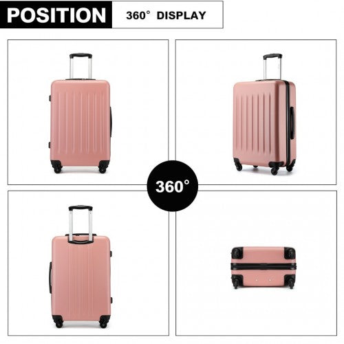 KSK2477 - Kono Durable 28 Inch Expandable ABS+PC Vertical Textured Hard Shell Suitcase with Secure 3-Digit Lock - Nude
