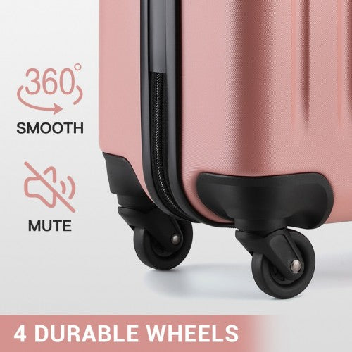 KSK2477 - Kono Durable 24 Inch Lightweight ABS+PC Vertical Textured Check-in Suitcase with Secure 3-Digit Lock - Nude