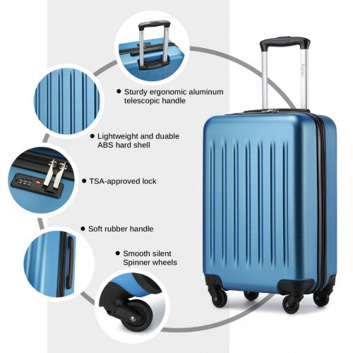 KSK2477 - Kono Durable 20 Inch Lightweight ABS+PC Vertical Textured Carry-On Suitcase with Secure 3-Digit Lock - Navy