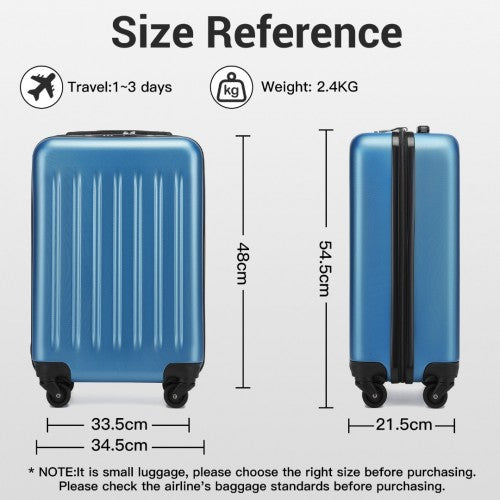 Kono Premium 3-Piece Vertical Textured Hard Shell Luggage Set with 3-Digit Lock & Silent Wheels - Navy