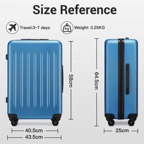 Kono Premium 3-Piece Vertical Textured Hard Shell Luggage Set with 3-Digit Lock & Silent Wheels - Navy