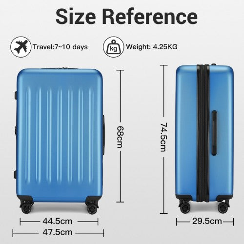 Kono Premium 3-Piece Vertical Textured Hard Shell Luggage Set with 3-Digit Lock & Silent Wheels - Navy