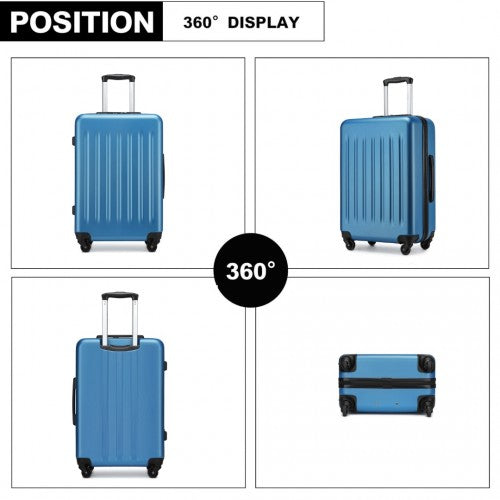 Kono Premium 3-Piece Vertical Textured Hard Shell Luggage Set with 3-Digit Lock & Silent Wheels - Navy