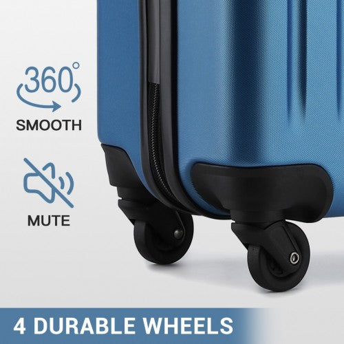 Kono Premium 3-Piece Vertical Textured Hard Shell Luggage Set with 3-Digit Lock & Silent Wheels - Navy