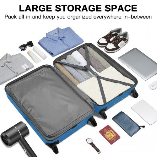 Kono Premium 3-Piece Vertical Textured Hard Shell Luggage Set with 3-Digit Lock & Silent Wheels - Navy