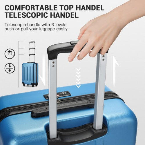 Kono Premium 3-Piece Vertical Textured Hard Shell Luggage Set with 3-Digit Lock & Silent Wheels - Navy