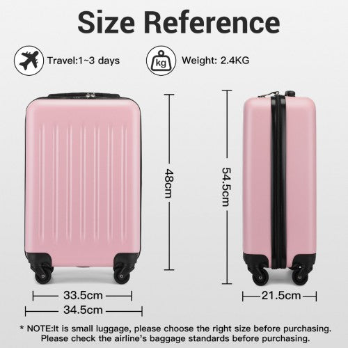 Kono Premium 3-Piece Vertical Textured Hard Shell Luggage Set with 3-Digit Lock & Silent Wheels - Pink