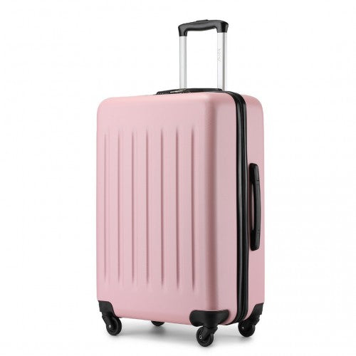 Kono Premium 3-Piece Vertical Textured Hard Shell Luggage Set with 3-Digit Lock & Silent Wheels - Pink