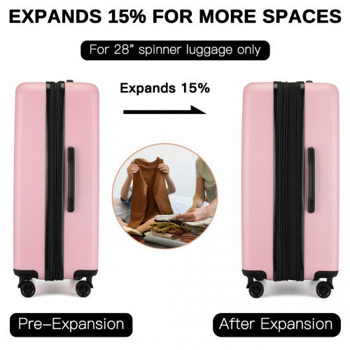 Kono Premium 3-Piece Vertical Textured Hard Shell Luggage Set with 3-Digit Lock & Silent Wheels - Pink