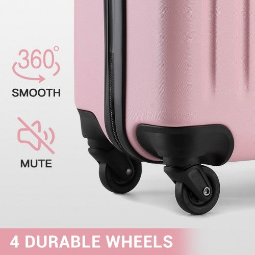 Kono Premium 3-Piece Vertical Textured Hard Shell Luggage Set with 3-Digit Lock & Silent Wheels - Pink