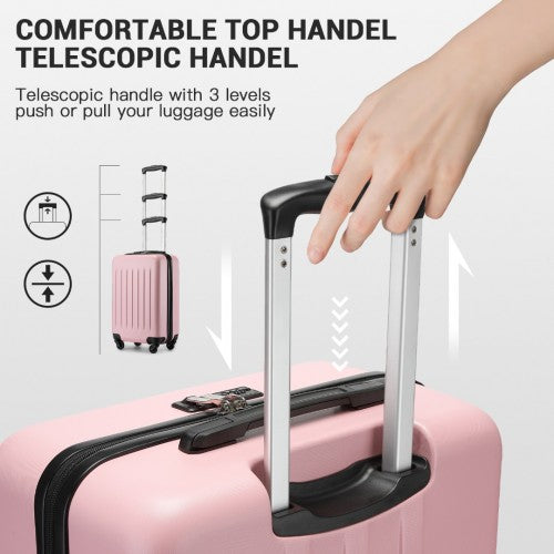 Kono Premium 3-Piece Vertical Textured Hard Shell Luggage Set with 3-Digit Lock & Silent Wheels - Pink