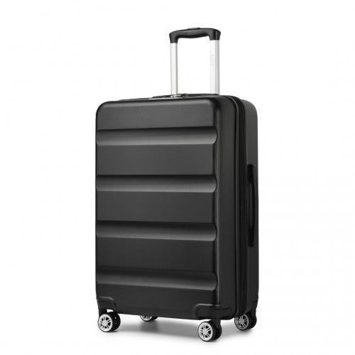 KSK2482 - Kono 28 Inch Expandable Horizontal Engraved Hard Shell ABS+PC Check-In Suitcase with TSA Lock - Black