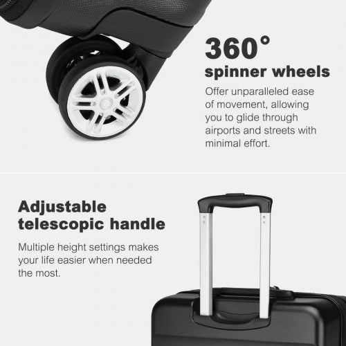 KSK2482 - Kono 28 Inch Expandable Horizontal Engraved Hard Shell ABS+PC Check-In Suitcase with TSA Lock - Black
