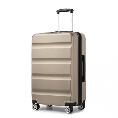 KSK2482 - Kono 28 Inch Expandable Horizontal Engraved Hard Shell ABS+PC Check-In Suitcase with TSA Lock - Gold