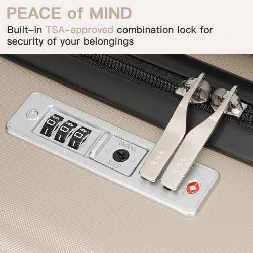 KSK2482 - Kono 28 Inch Expandable Horizontal Engraved Hard Shell ABS+PC Check-In Suitcase with TSA Lock - Gold