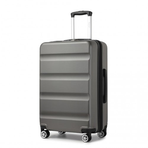 KSK2482 - Kono 28 Inch Expandable Horizontal Engraved Hard Shell ABS+PC Check-In Suitcase with TSA Lock - Grey