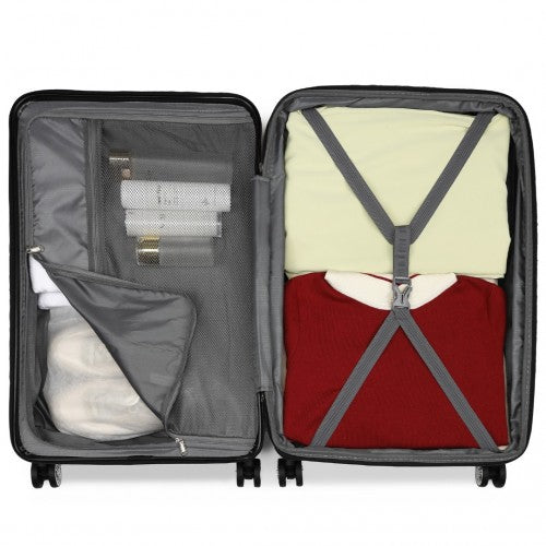 KSK2482 - Kono 28 Inch Expandable Horizontal Engraved Hard Shell ABS+PC Check-In Suitcase with TSA Lock - Nude