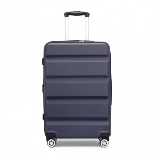 KSK2482 - Kono 24 Inch Expandable Horizontal Engraved Hard Shell ABS+PC Check-In Suitcase with TSA Lock - Navy