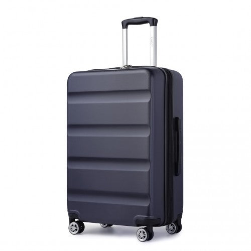 KSK2482 - Kono 24 Inch Expandable Horizontal Engraved Hard Shell ABS+PC Check-In Suitcase with TSA Lock - Navy