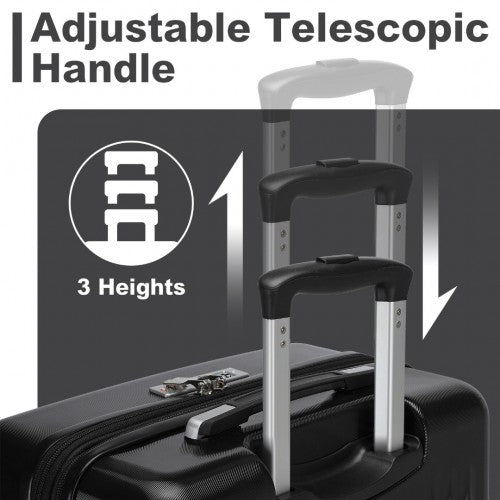 KSK2483 - Kono 20 Inch Sleek Striped Carry-On Suitcase Durable ABS+PC Luggage With Four Spinner Wheels And TSA Lock Perfect for Travel - Black | Neil's Luggage Store