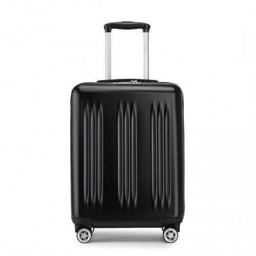 KSK2483 - Kono 20 Inch Sleek Striped Carry-On Suitcase Durable ABS+PC Luggage With Four Spinner Wheels And TSA Lock Perfect for Travel - Black | Neil's Luggage Store