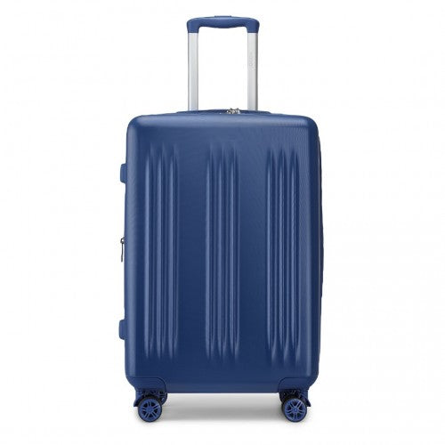 KSK2483 - Kono 24 Inch Sleek Striped Check-In Suitcase Expandable Durable ABS+PC Luggage with Four Spinner Wheels TSA Lock - Navy | Neil's Luggage Store